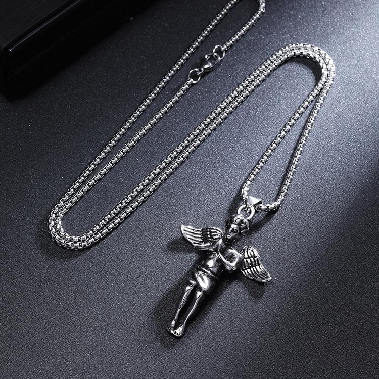 Michael Archangel Hip Hop Punk Titanium Steel Retro Necklace Pendant Necklace