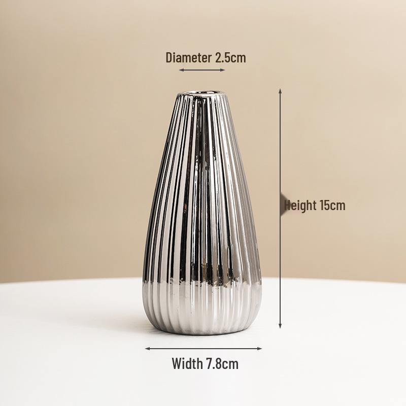 Jarrón de Cerámica Electrochapado en Oro - Estilo Nórdico para Decoración Moderna del Hogar