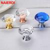 NAIERDI 20mm 30mm Diamond Crystal Glass Knobs Cupboard Pulls Drawer Knobs Kitchen Cabinet Handles Modern Style Furniture Pulls