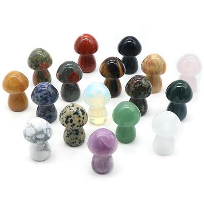 4 unids/pack mini estatua de piedra natural adorno de seta de cristal decoración sala de curación decoración del hogar muebles pequeños joyería accesorios artesanales 35x22 mm