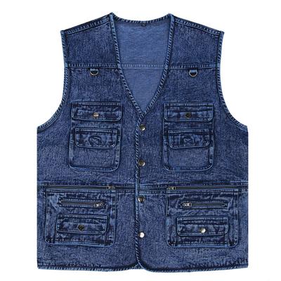 Mens Denim Jacket XL-7XL Plus Size Casual Outdoor Vest Multi-pocket Sleeveless Vest Waistcoat Spring Autumn Male Clothes