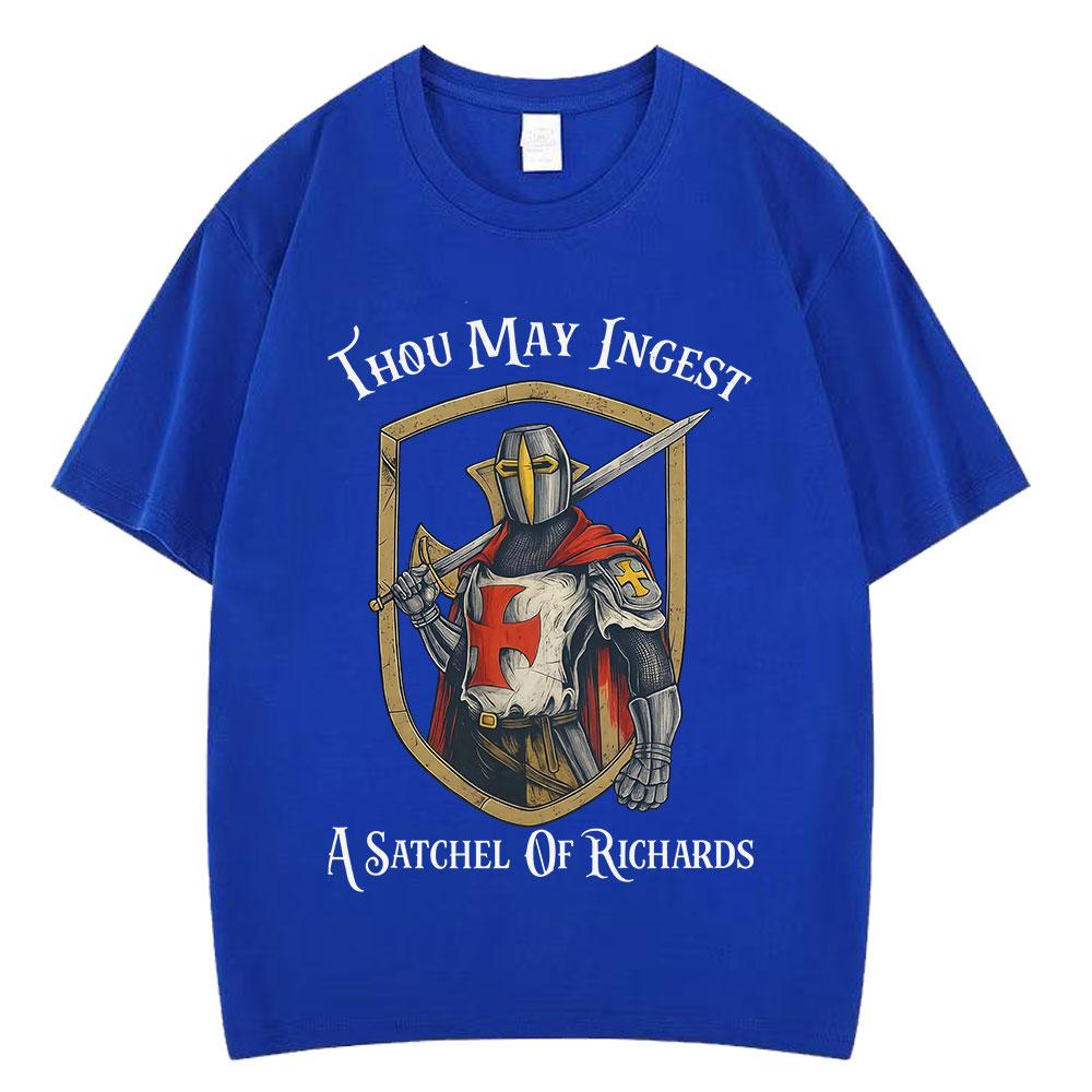 Medieval Knight Funny Meme Tshirt Men Women Vintage Fashion Tshirts Summer Shortsleeved Loose HipHop Cotton ONeck TShirts