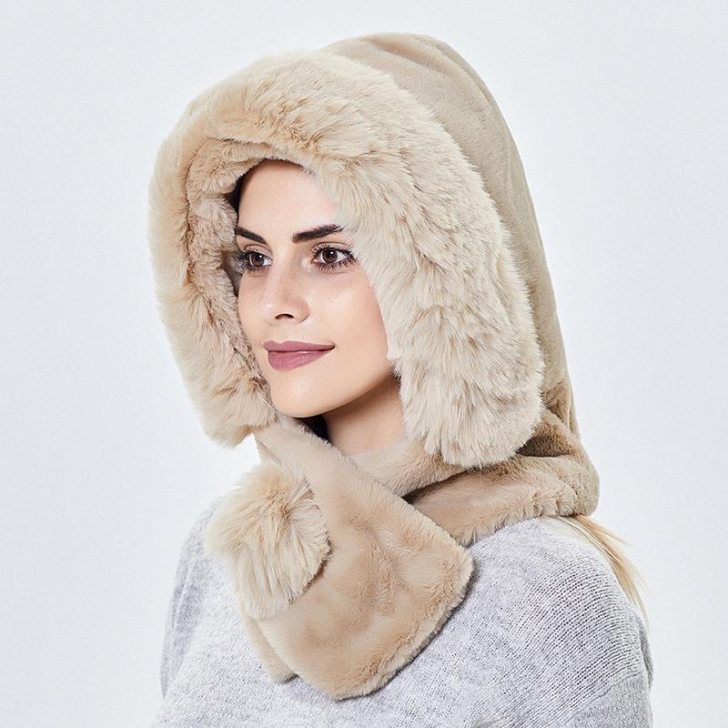 Mink Fur Hat Winter Women Thicken Warm Cap Hooded Girl Outdoor Ski Windproof Russia Soft Ear Protection Fluffy Beanies
