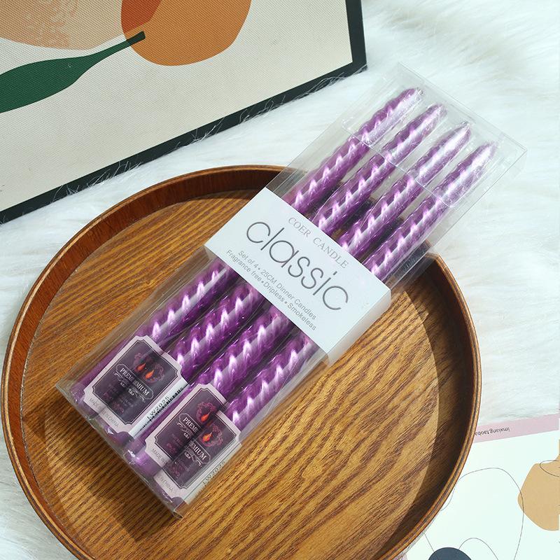 Colorful European-style Electroplated Threaded Long Pole Candles Christmas Wedding Birthday Chinese Valentine's Cone Candles Romantic Decoration