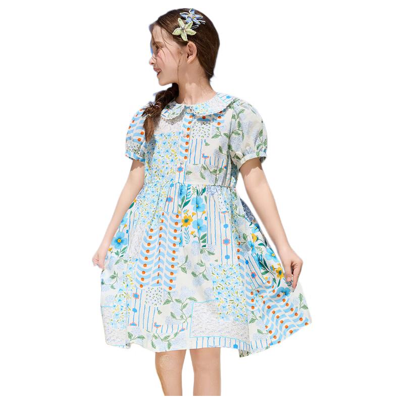 ASK JUNIOR Girls  Pastoral Style Doll Collar Dress 2XL