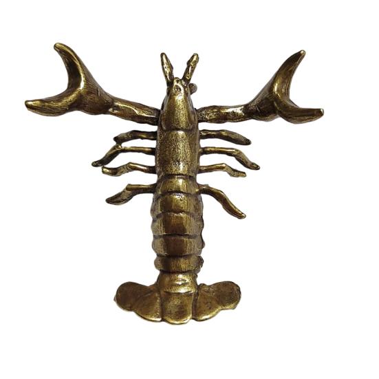 Yousheng Retro Crab/Lobster Ornaments Mini Vintage Brass Crayfish Figurine Funny Copper Shrimp Sculpture for Home Office Tea House Desktop Decor