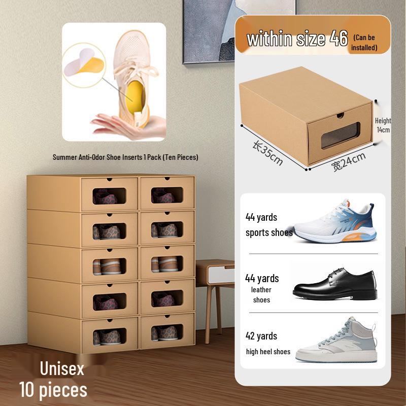 Schuhregal: Platzsparende transparente Kraftpapier-Aufbewahrungsboxen