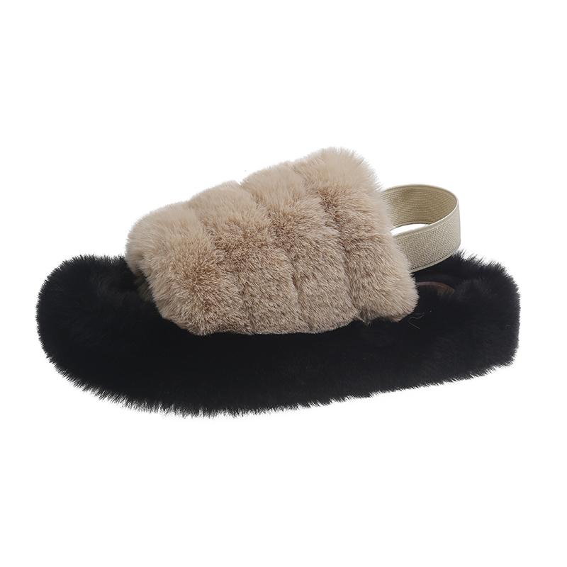Fashion Women Fur Slippers Flats Platform Shoes Suede Warm Winter Shoes 2025 Trend New Fashion Open Toe Cozy Woman Flip Flops Casual
