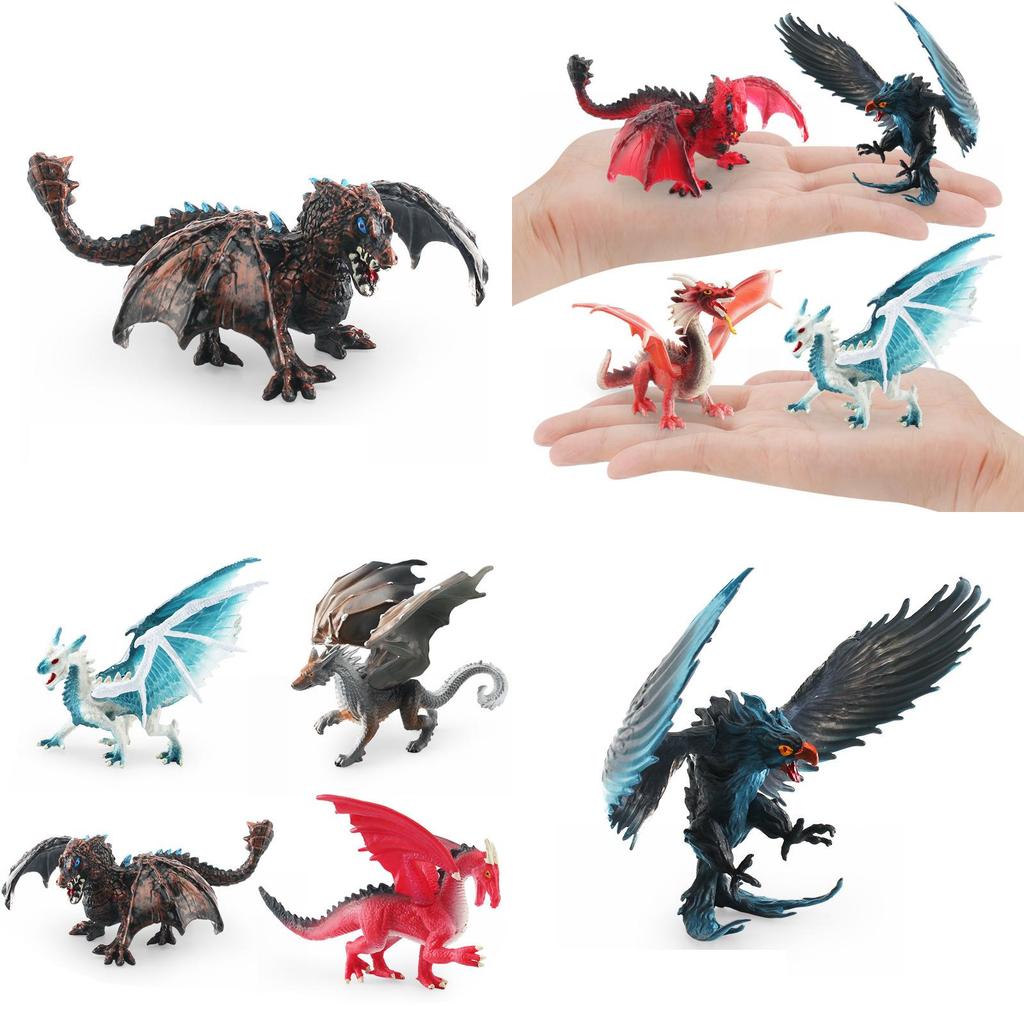 Exquisite Pvc Dragon Sculpture Western Mythological Beasts Ice Dragon Steel Dragon Tabletop Ornament