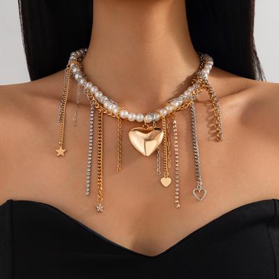 Woman Tassel Necklace for Girls Love Simulation Pearl Pendant Neck Jewelry Accessories