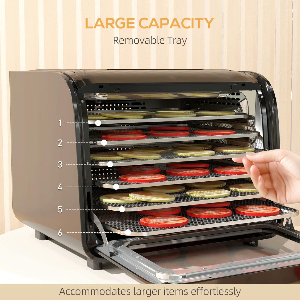 35-70 degrees C Six-Tray Food Dehydrator - Black