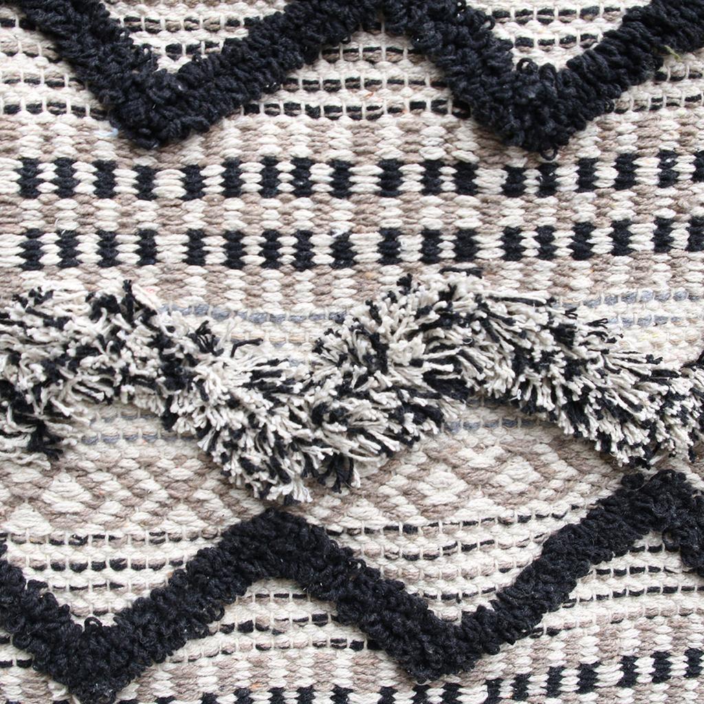 Les Trésors De Lily [R2498] - Černobéžový bavlněný koberec 'Boho' - 90x60 cm