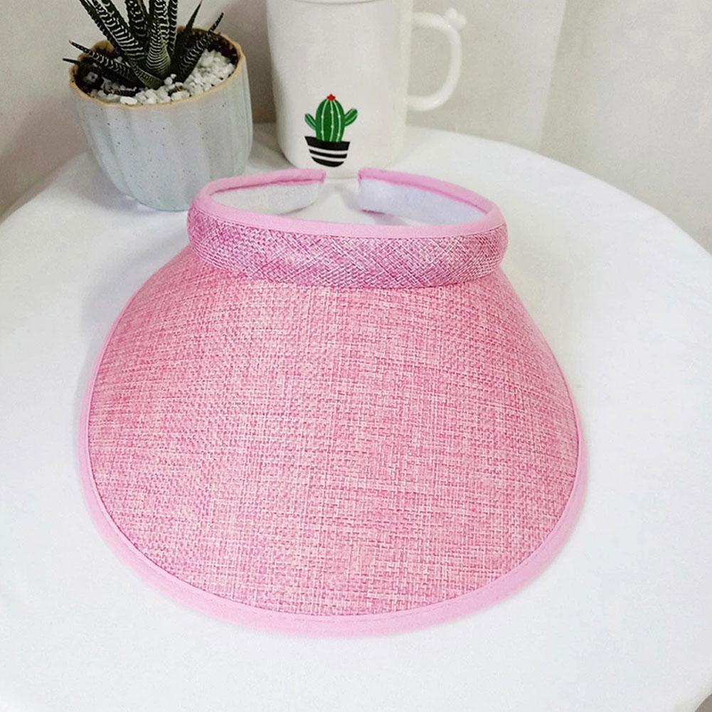 Chapeau de soleil unisexe en coton et lin Printemps Été Chapeau à dessus vide pour hommes/femmes, Respirant Assorti Parent-Enfant Protection Solaire