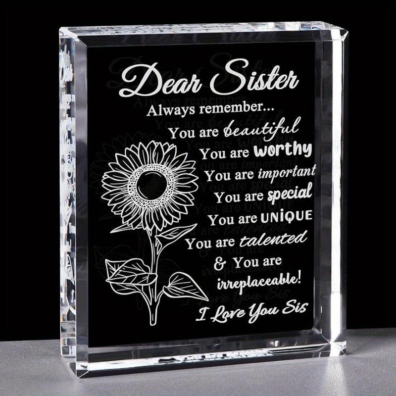 

2D Flat, Cherished Sister Keepsake Acrylic Desktop Decoration Plaque, Home Decor Plaque Hanging Wall Art Decorative Garden Decoration for Room Door Si 8*11CM