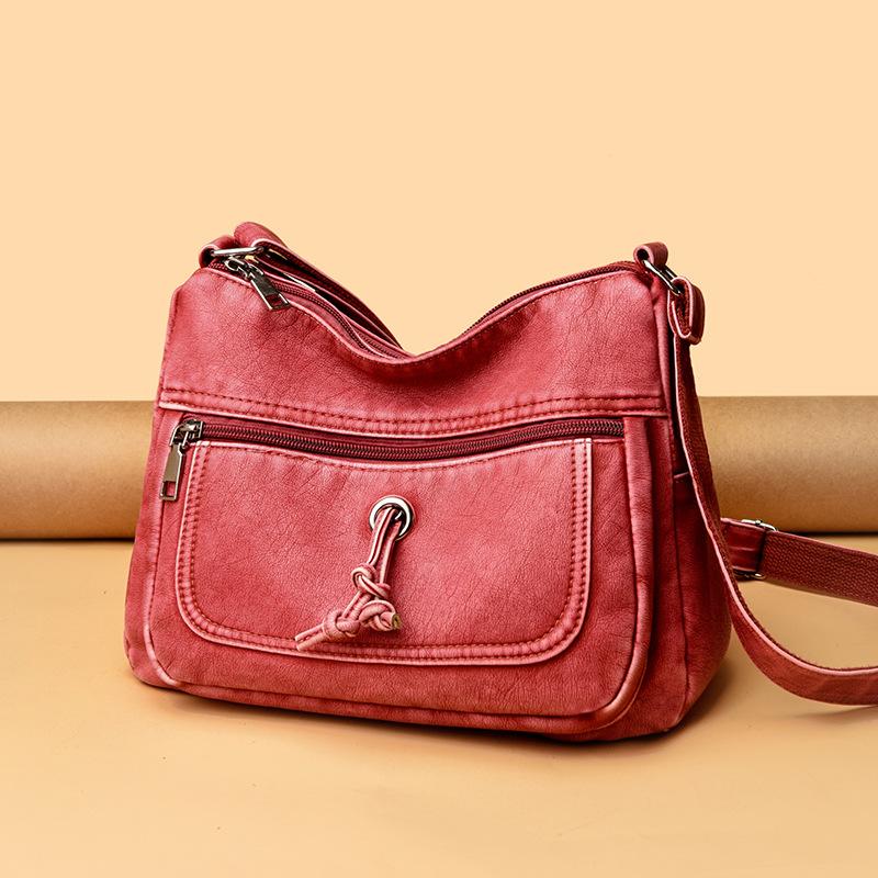 Retro lässige Umhängetasche für Damen, neue weiche Schultertasche mit großem Fassungsvermögen, modische und schlichte Damentasche, Muttertasche