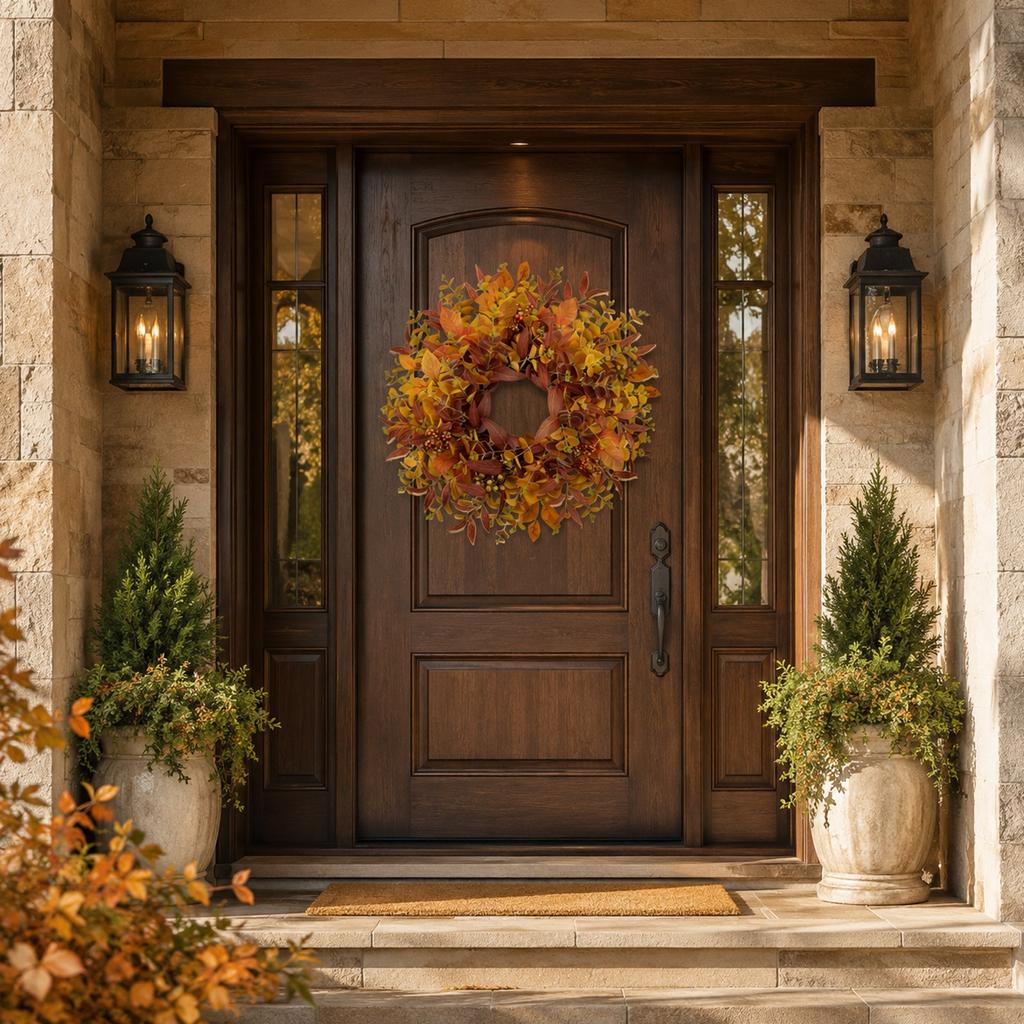 Couronne Artificielle avec Feuilles pour Décoration Intérieure
