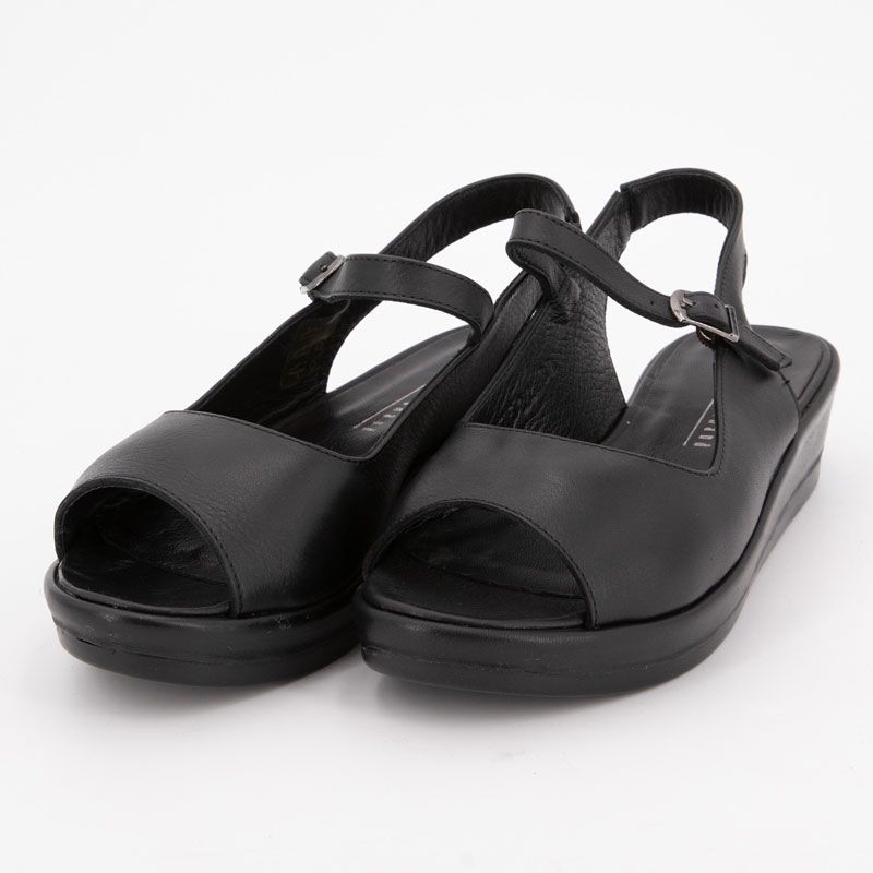 Sandales compensées cuir lisse noir Femme XAVIER DANAUD