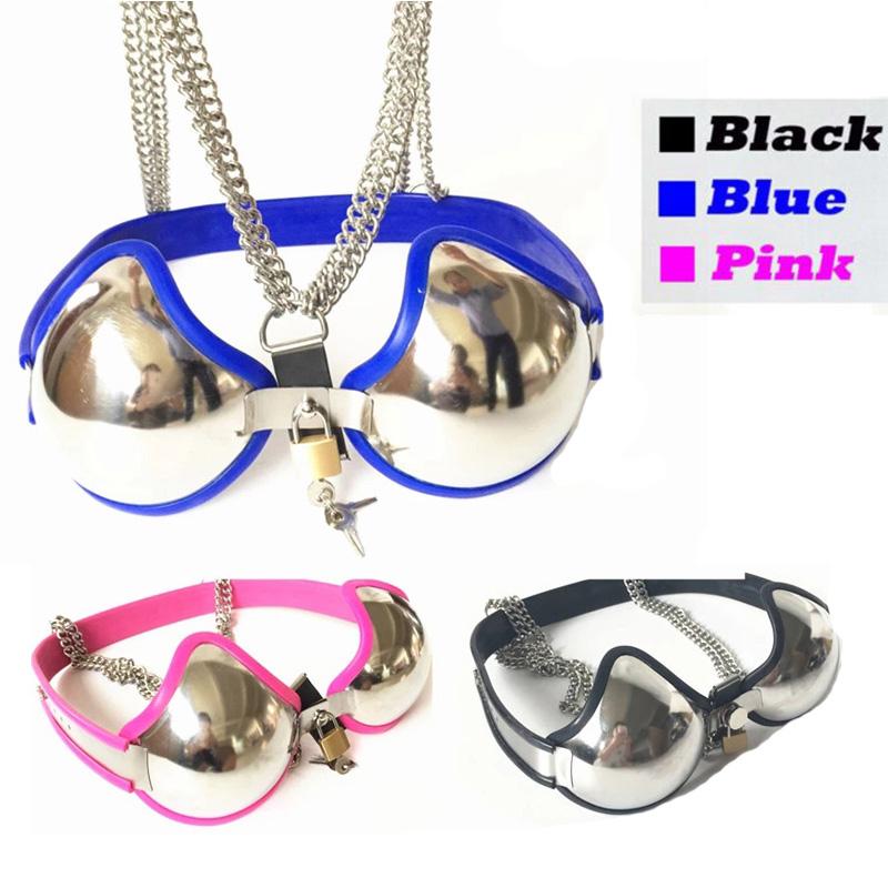 New 3 Colors Stainless Steel Women Adjustable Chastity Bra Lock Female Chastity Device Breast Protection Roleplay Sex Toys