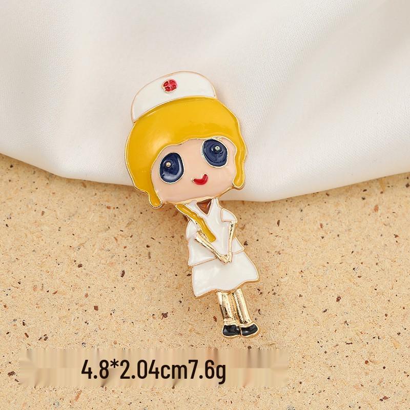 Spilla Medica per Medico e Infermiere Cartone Animato Carino di Fascia Alta: Spilla/Distintivo Decorativo per Foulard di Seta a Goccia d'Olio
