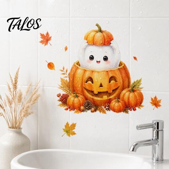 Decorative Cabinet Door Stickers Thanksgiving Fall Wall Stickers, Cute Cartoon Rabbit Squirrel Pumpkin Maple Leaf Decals Environmentally Friendly Art