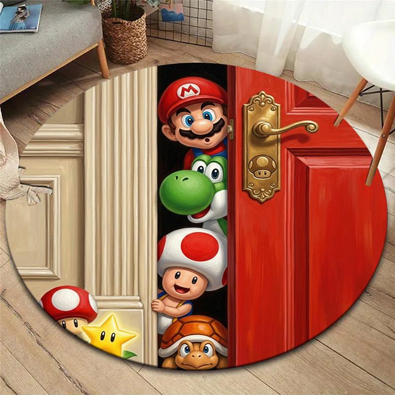 Super Mario Round Area Rug Carpet Rug For Living Room Bedroom Sofa Playroom Decor Nonslip Floor Mat