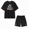Peak American Hip Hop Graffiti Letter Short Sleeve Loose Comfortable Set Unisex Sports Set Black DF64269113A