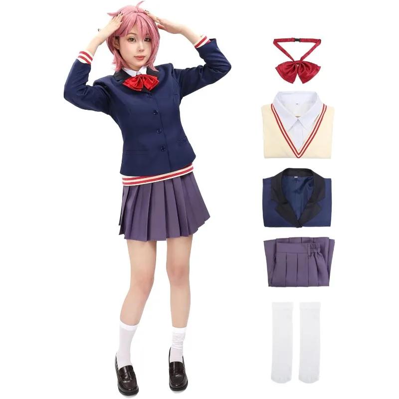 Costume de Cosplay Anime Shiratori Aira Uniforme Scolaire Jupe Pull Cravate avec Chaussettes Tenue de Jeu de Rôle Tenue Complète Halloween XXL