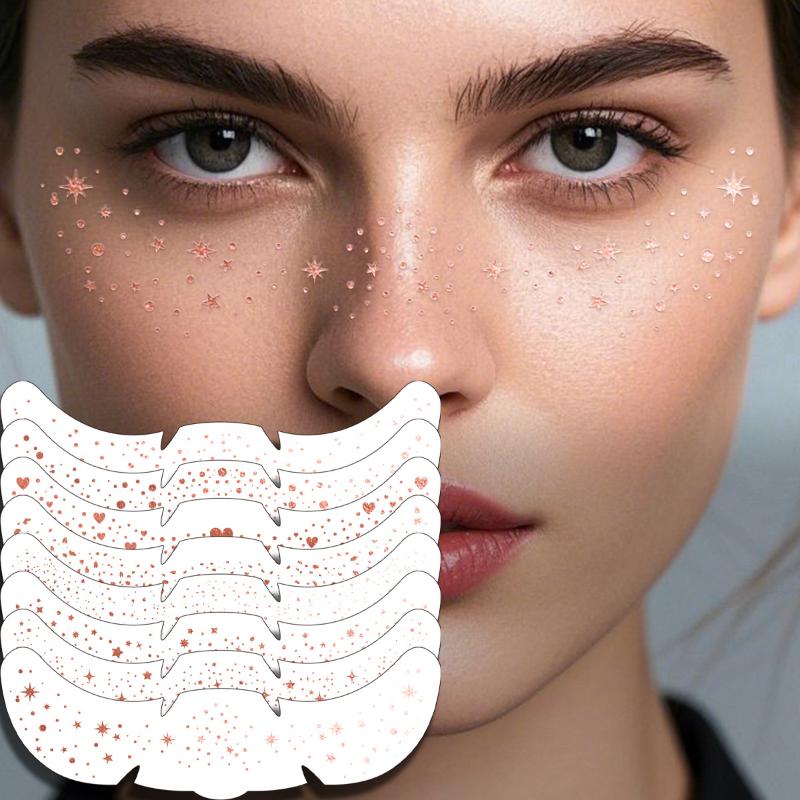 Rose Gold Freckles Temporary Tattoo Stickers Hot Stamping Makeup Patches for Face - Easy Apply Fake Freckles for All Ages