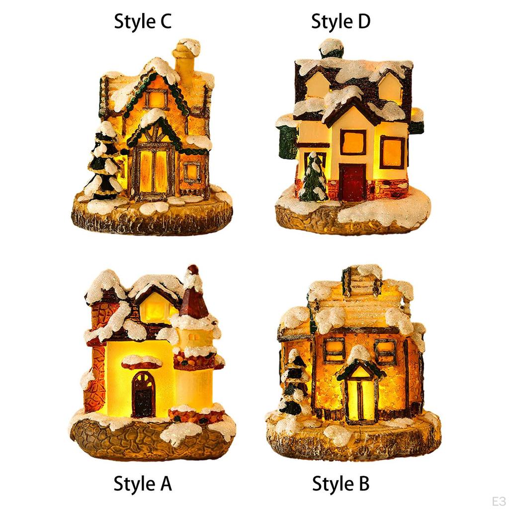 Christmas Snow House, Home Decor Resin House Figurine Village Scene for Holiday