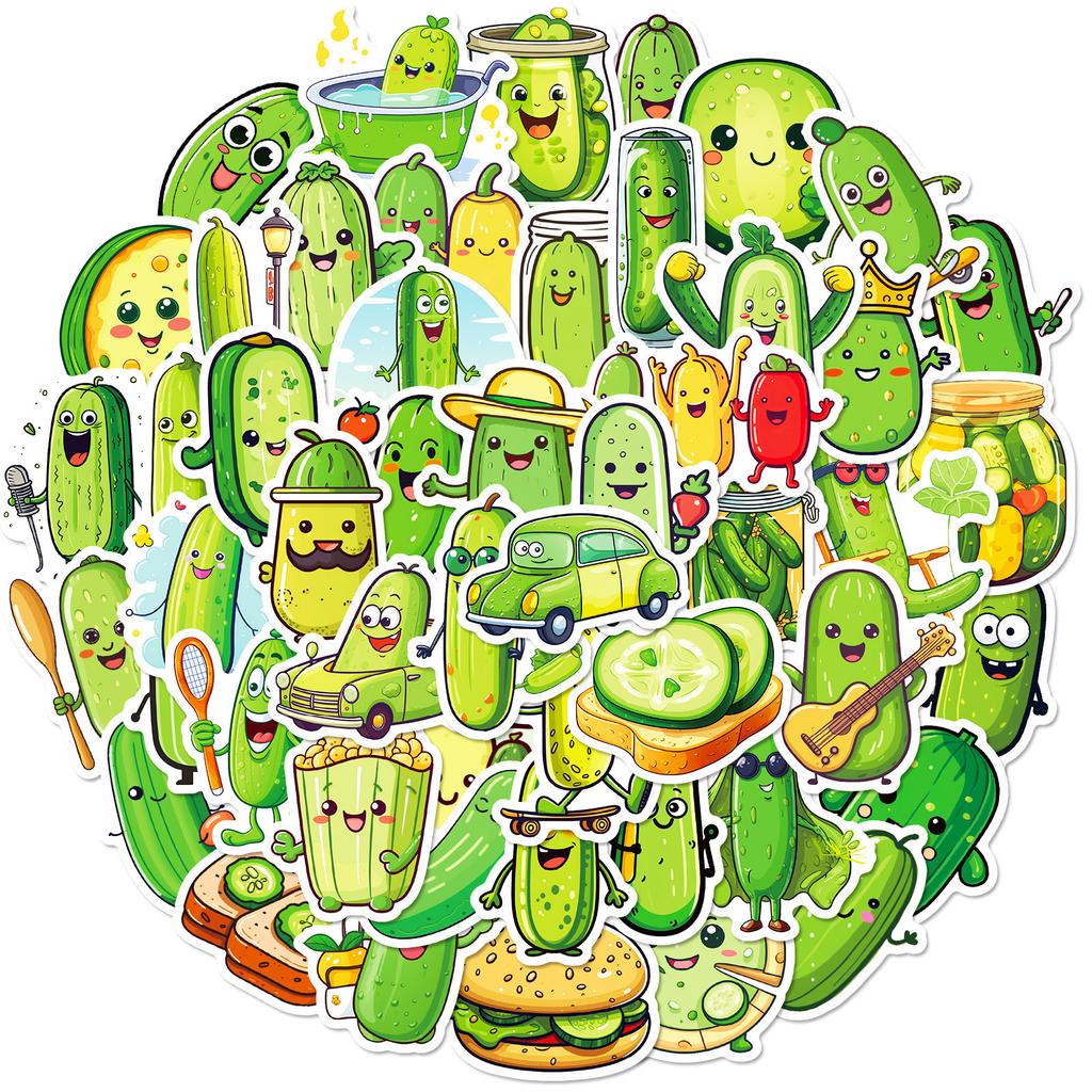 50 Sour Cucumber Pickle Cartoon Stickers DIY Suitcase Notebook Water Cup Decoration Stickers