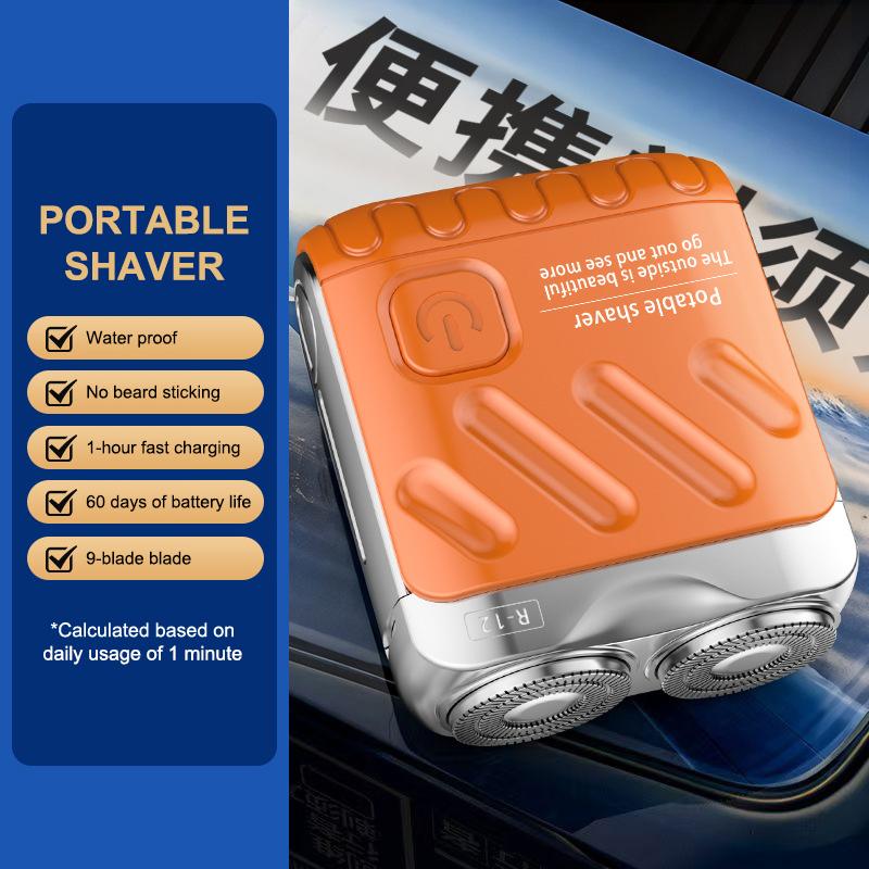 Mini Electric Shaver Dual Head Waterproof Type-C Rechargeable Shaver Travel Rotary Razor Men'S Portable Hair Beard Trimmer Tool