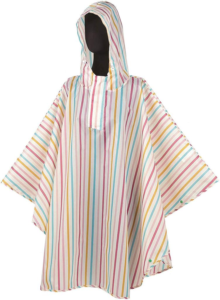 Benetton Rain Poncho, Water-Repellent, with Storage Case, Striped, BENETTON UY-6012