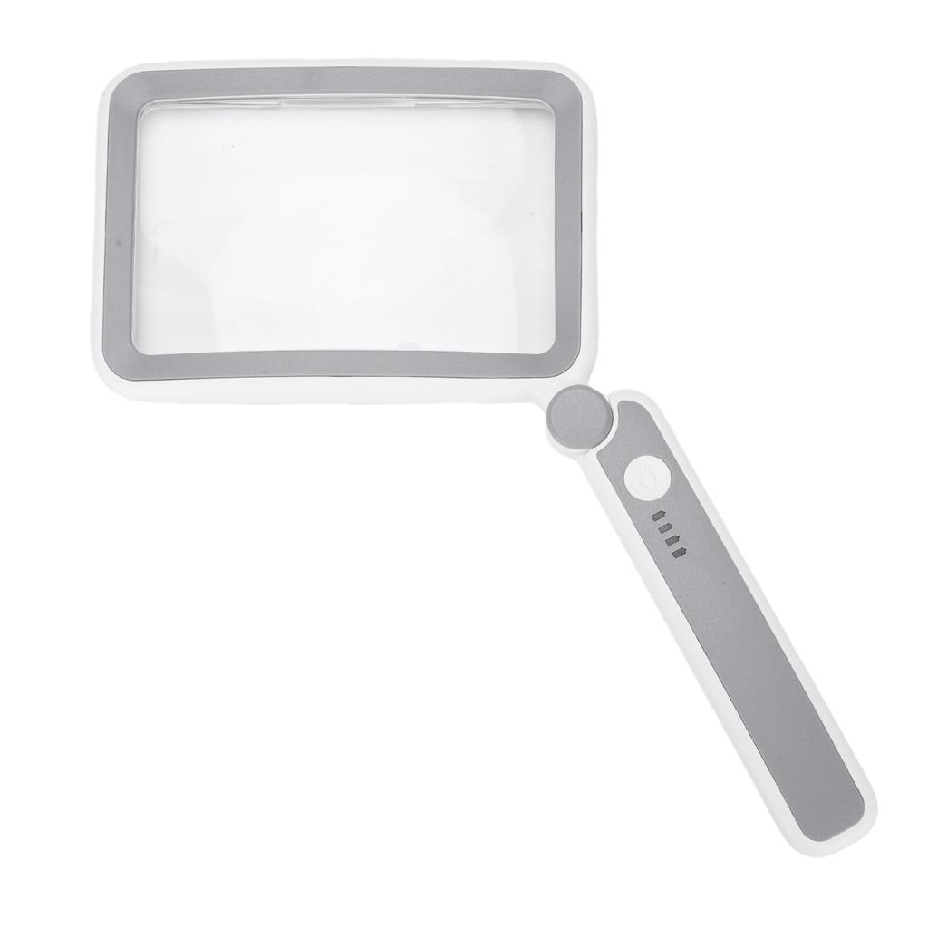LED Lighted Magnifying Glass 3.5X Rechargeable Folding Handheld Rectangular Magnifier with Light