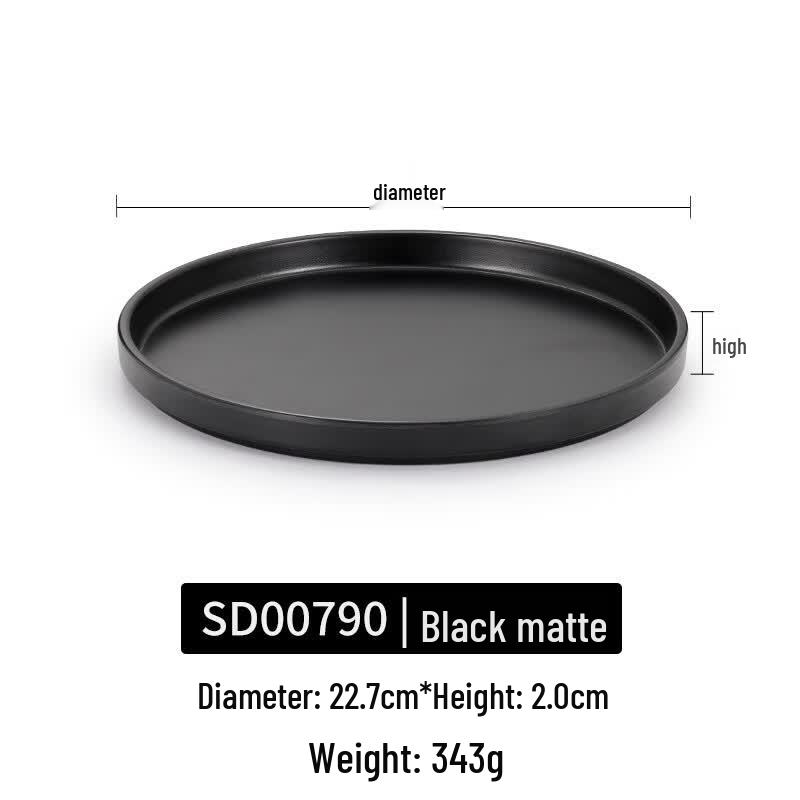 Japanese Style Black Frosted Melamine Dinner Plate