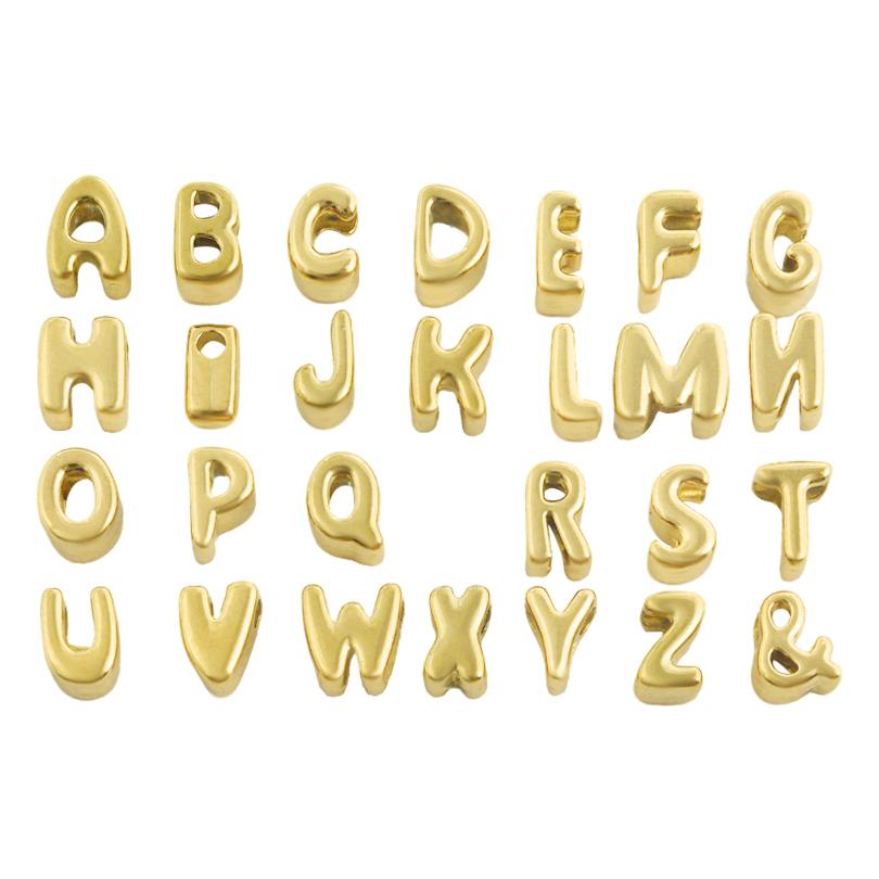 3/6pcs Real Gold Plated A-Z Stainless Steel Beads For Jewelry Making Supplies 2mm Hole Spacer/Loose Bead DIY Handmade Materials