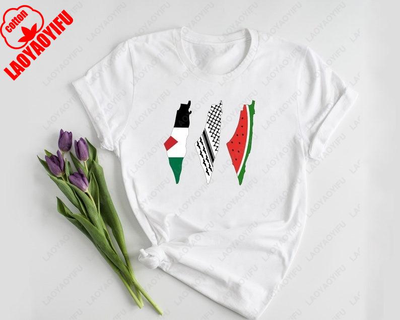 Freedom Map Graphic Unisex Cotton Tshirt Premium Round Neck Tee For Summer With Minimalist Landscape Silhouette Design Summer