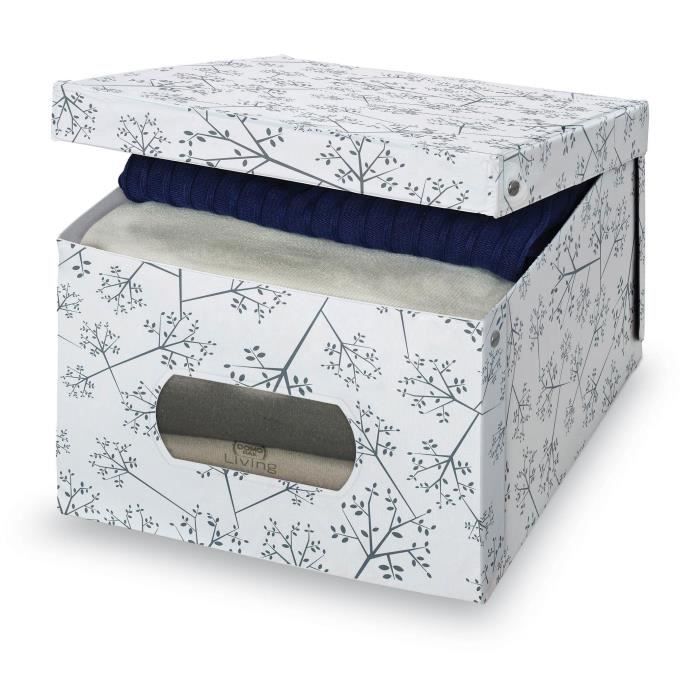 Boîte de rangement - Domopak - 916060 - Gris et Blanc - Rectangulaire - PVC et Carton