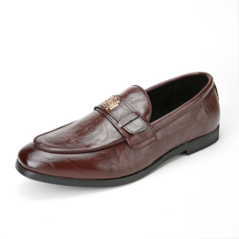 Men s Large Size Leather Cross-Strap Moccasins, British Casual Loafers, New Spring/Autumn Style. UK 9.5