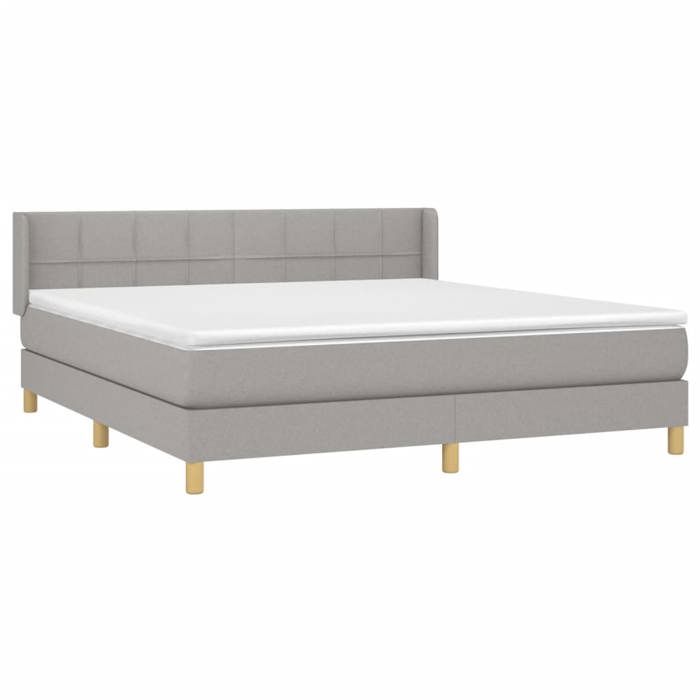 3130289 vidaXL Lit à sommier tapissier avec matelas Gris clair 180x200cm Tissu