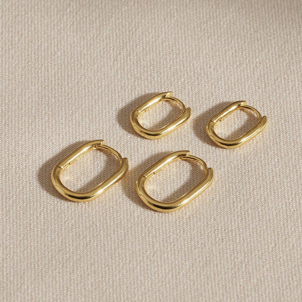 [New Arrival Best] 925 Silver Oval One-Touch Ring Earrings W