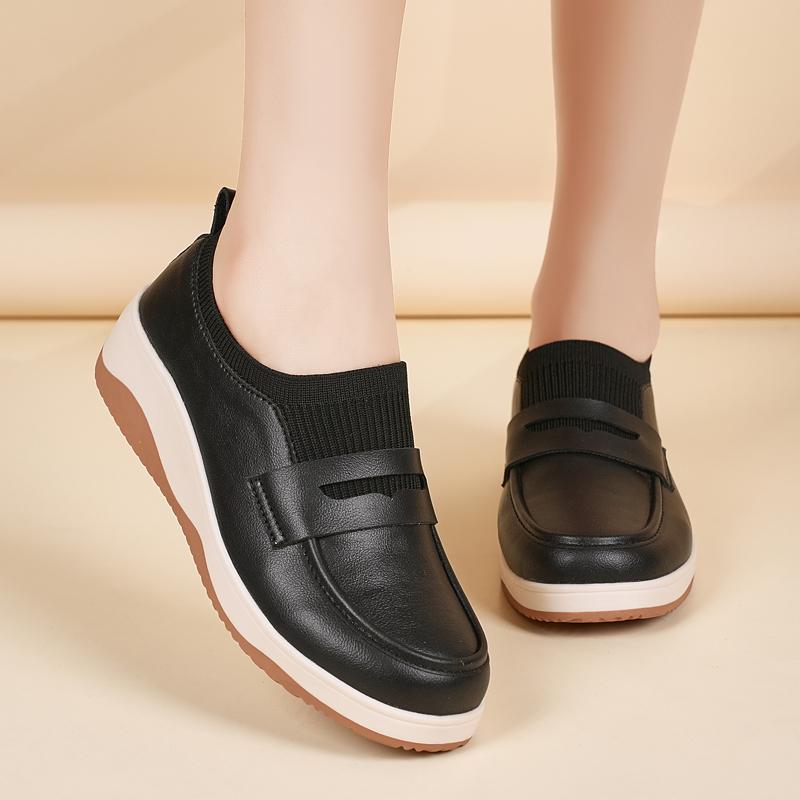 Women's loafers Sneakers Height Increase Leather Platform Casual Thick Sole Elevator Shake Shoes