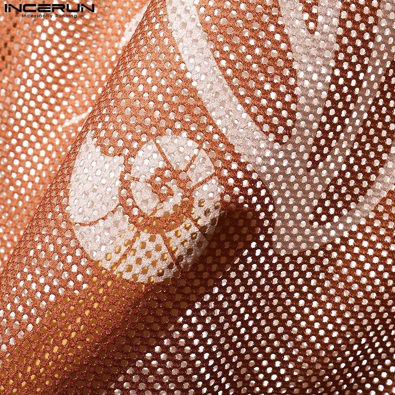 INCERUN Herren Kurzarm Hemd zum Knöpfen Ausgeschnitten mit Print Sommer Herren Hemden Streetwear