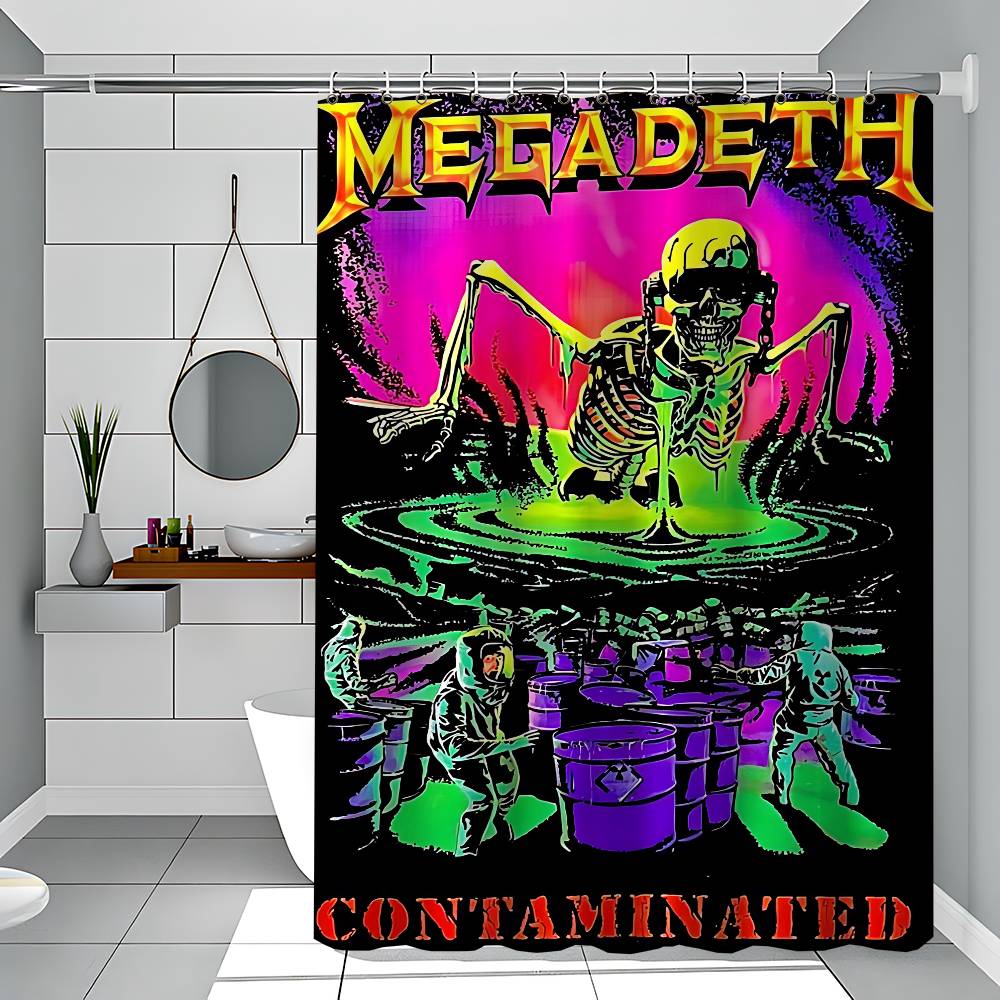

Music M-Megadeth Logo 1Pc Printed Shower Curtain Waterproof Washable With 12 Hooks Bathroom Shower Home Use 90x180 cm