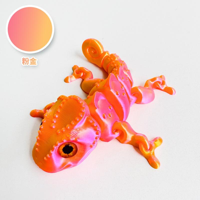 10Cm 3D Printing Chameleon Model Flexible Joints Movable Decompression Birthday Toy Simulation Animal Decoration Ornament Home