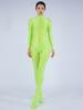 Sexy Women Candy Color Jumpsuit High Elastic Slip Satin Shiny Bodysuit Skinny Slimming Tights Full Body Leotard Shaper Wear