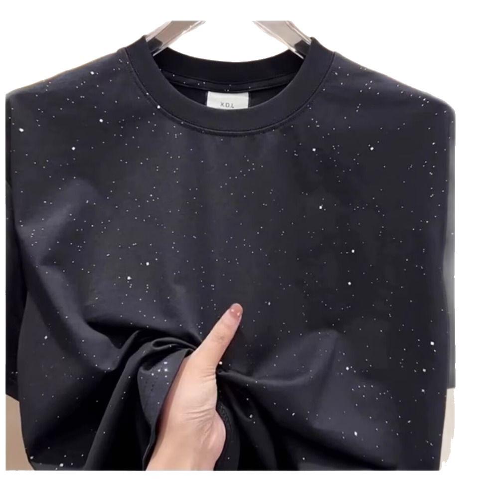2026 Nieuw Heren T-shirt met Sterrenprint Korte Mouw: Europese Stijl Mode Casual Trendy Basislaag