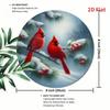 Winter Snow Red Cardinal Double Habitat Iron Wall Art Round 7.8 Inch Metal Sign Home Decor Coffee Shop Restaurant Gift Christmas Holiday Decoration