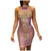 Fashion Women's Sequins See-through Backless Evening Dress