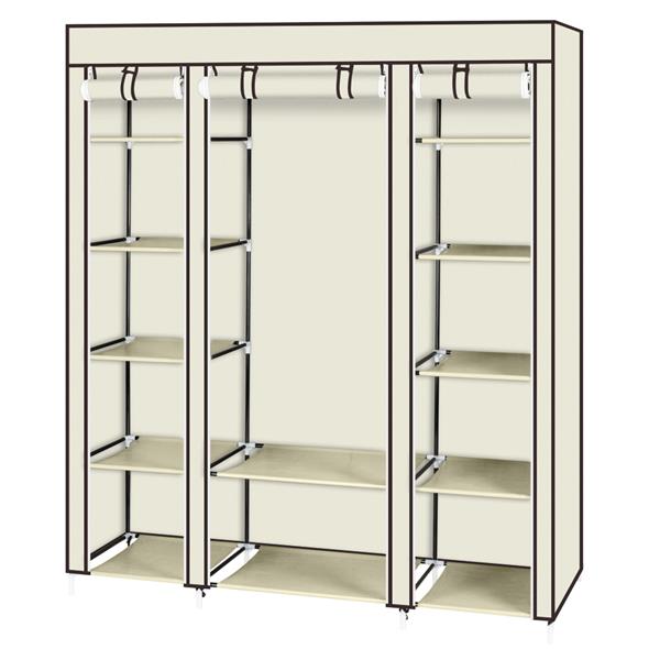 Closet Wardrobe Portable Closet for Bedroom Clothes Rail with Non-Woven Fabric Cover Clothes Storage Organizer  12 Compartments