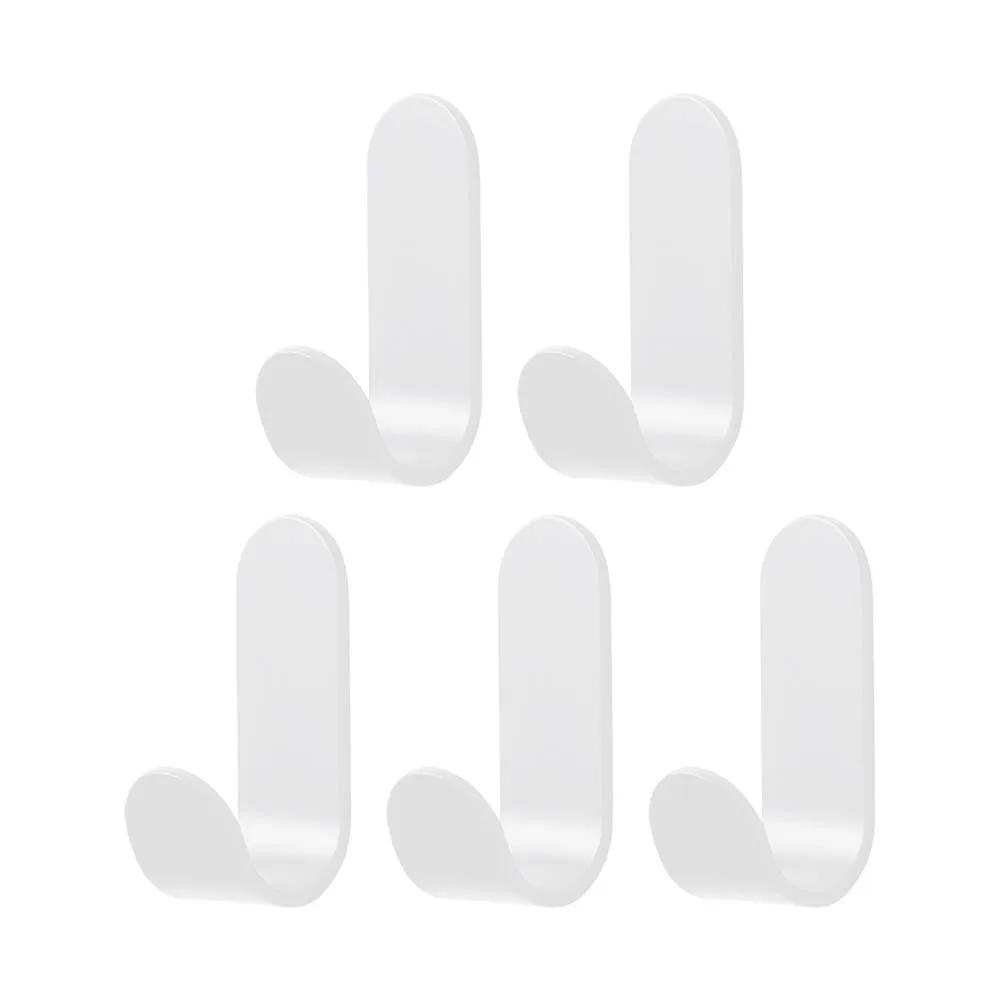 5Pcs Strong Adhesive Self Adhesive Hook Non Perforated Load-bearing Wall Wall Mounted Hook Self Adhesive J-shaped Design